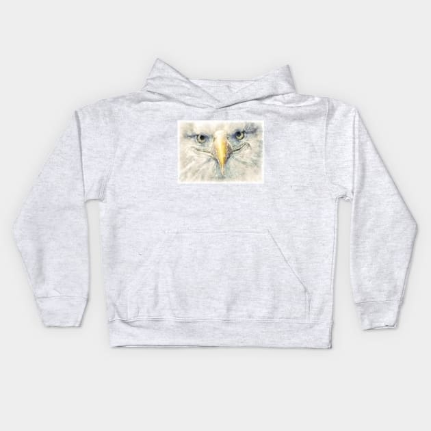 The portrait of an eagle bald Kids Hoodie by Ryan Rad